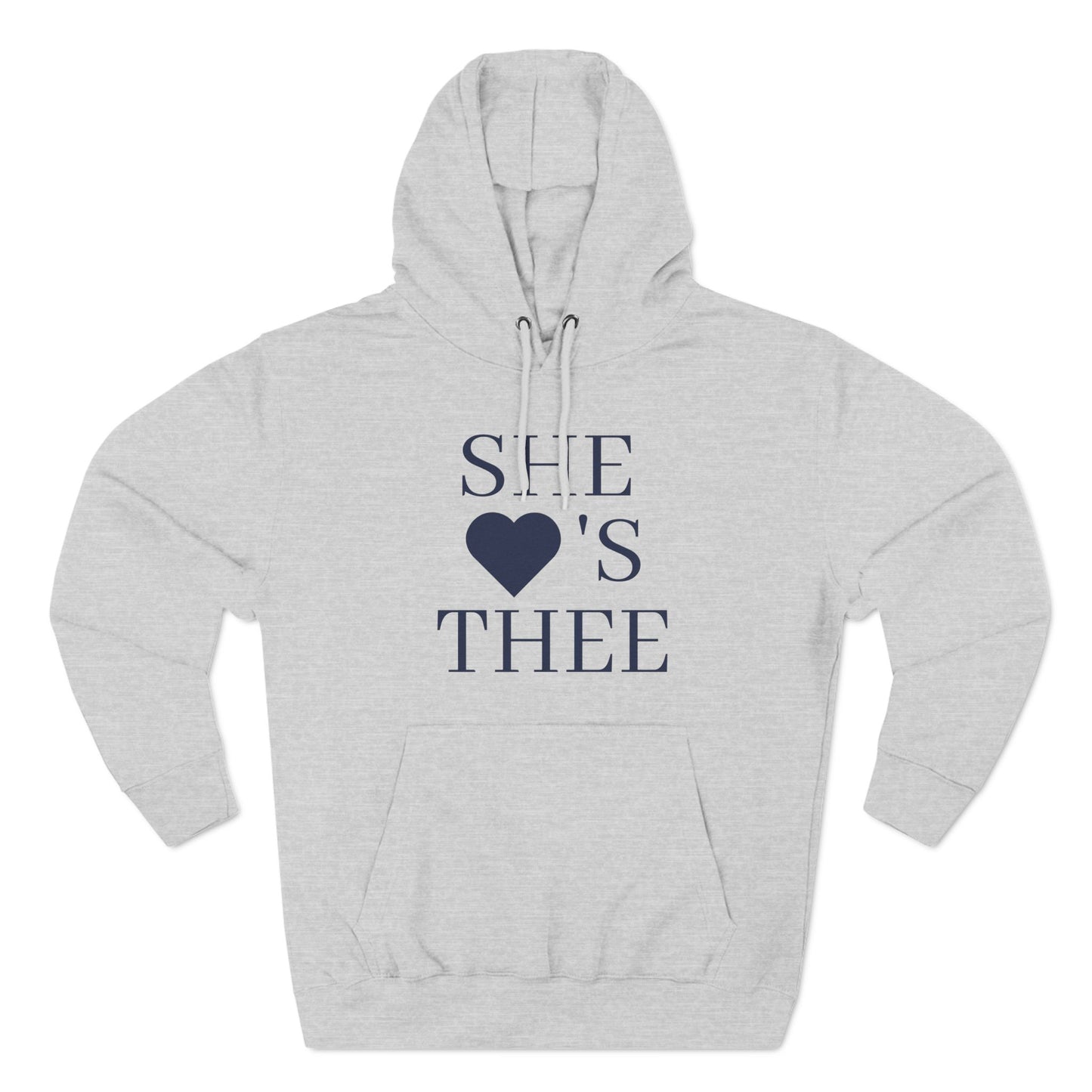 She Heart's Thee Navy Women's Premium Pullover Hoodie Printify