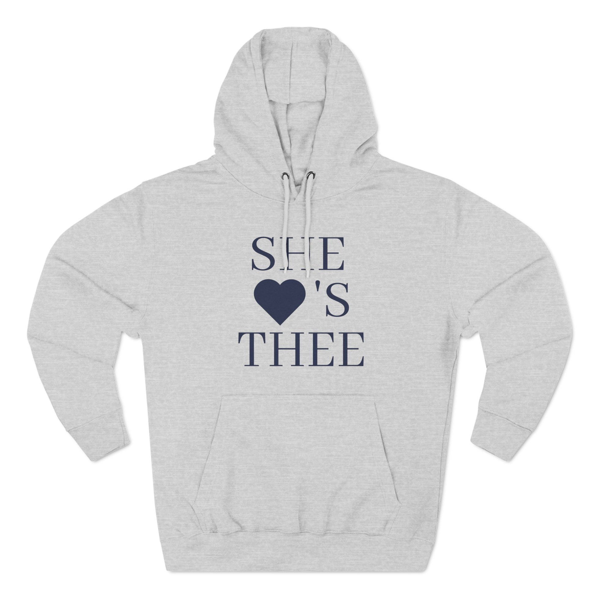 She Heart's Thee Navy Women's Premium Pullover Hoodie Printify