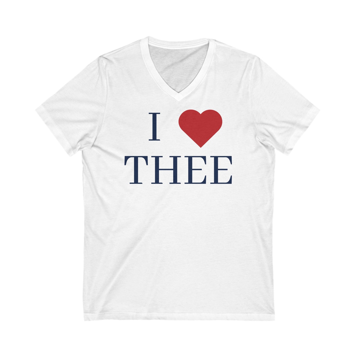 I Heart Thee Navy Women's V-Neck Tee Printify