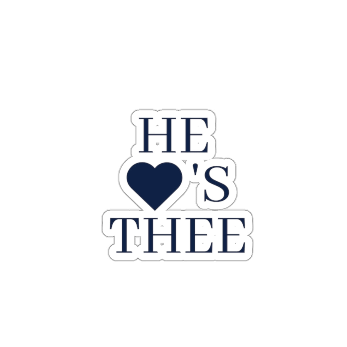 He Hearts Thee Navy Die-Cut Sticker Printify