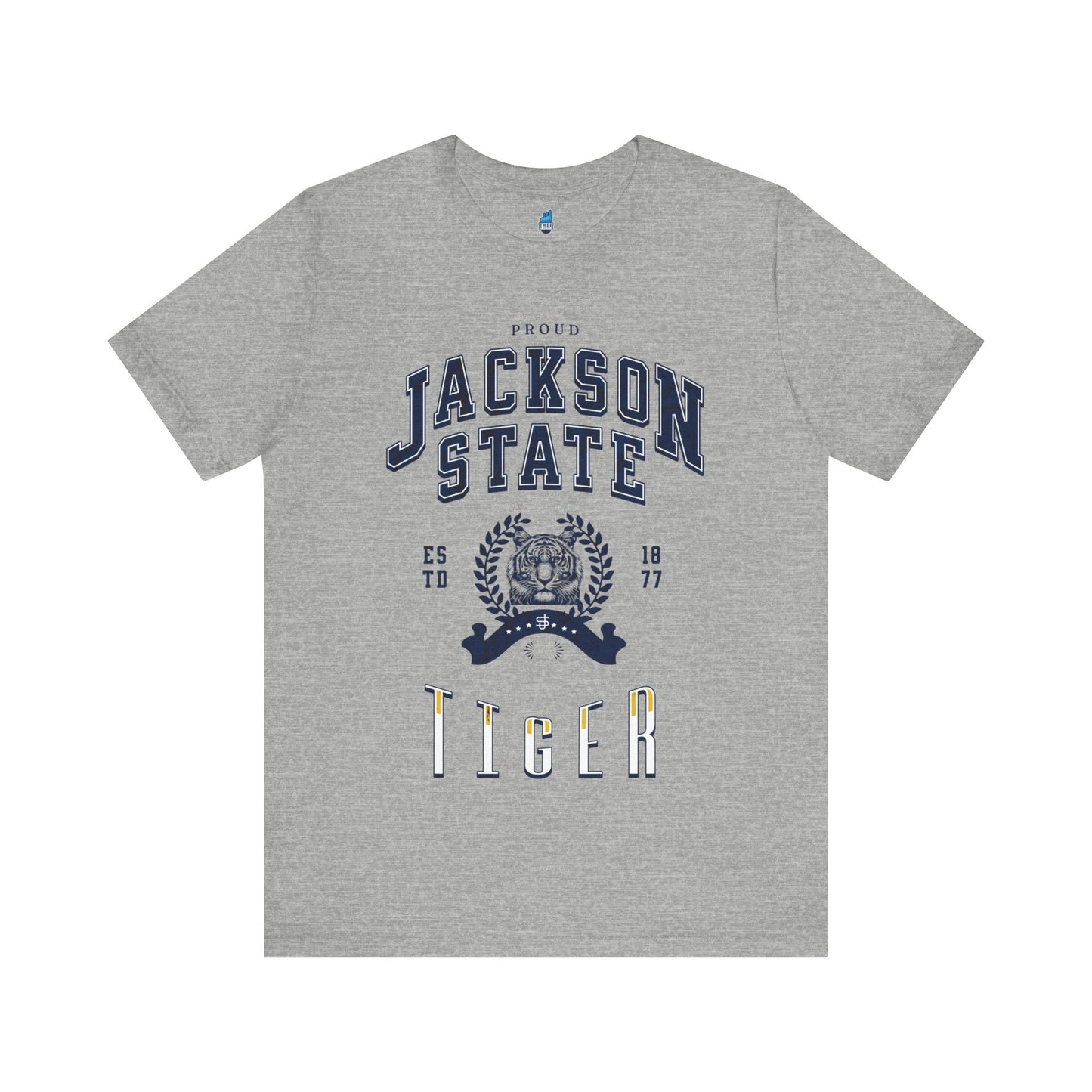 Proud Jackson State Tiger Men's Navy Jersey Short Sleeve Tee Printify