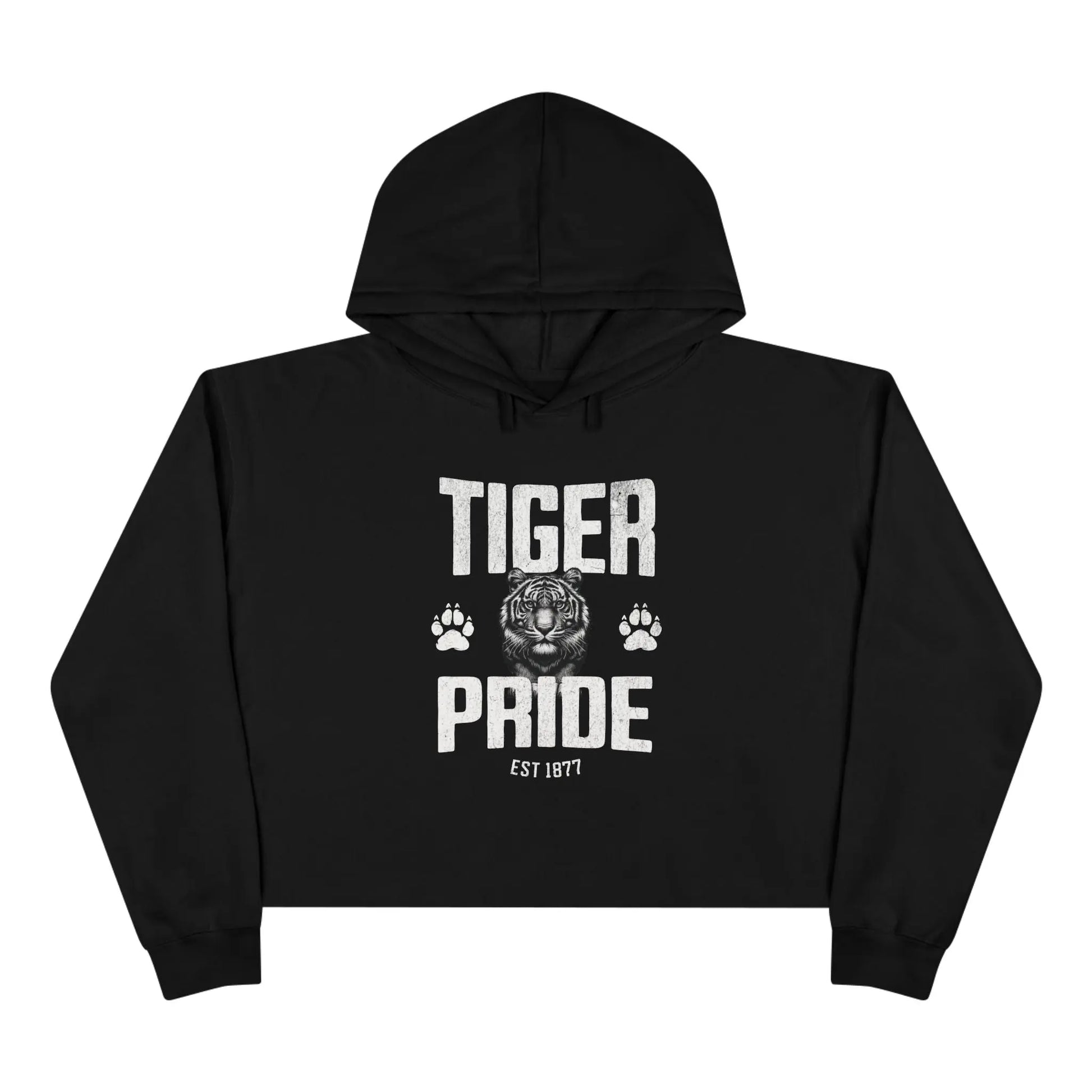 Tiger Pride Tigerhead Women's White Crop Hoodie Printify