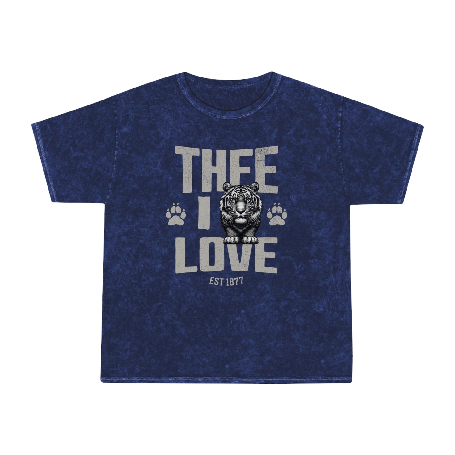 Thee I Love Tigerhead Men's Gray Mineral Wash T-Shirt Printify