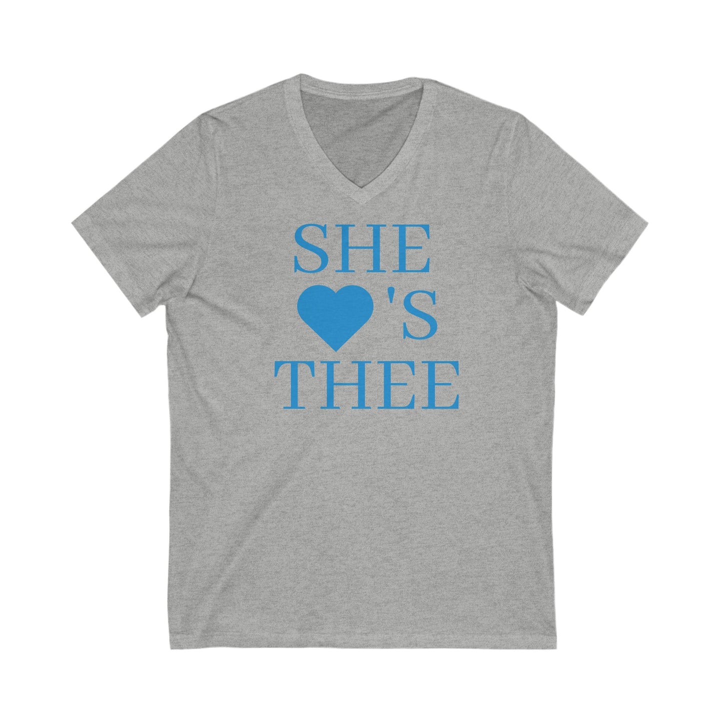 She Heart's Thee Women's Baby Blue V-Neck Tee Printify