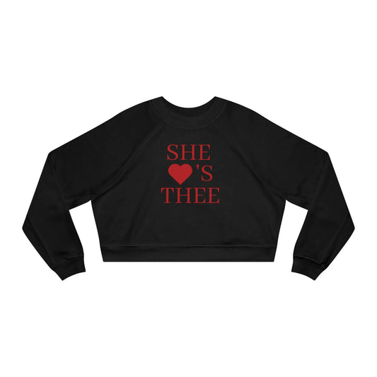 She Heart's Thee Women's Red Cropped Fleece Pullover Printify