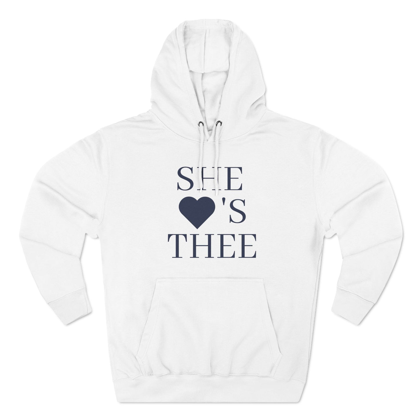 She Heart's Thee Navy Women's Premium Pullover Hoodie Printify