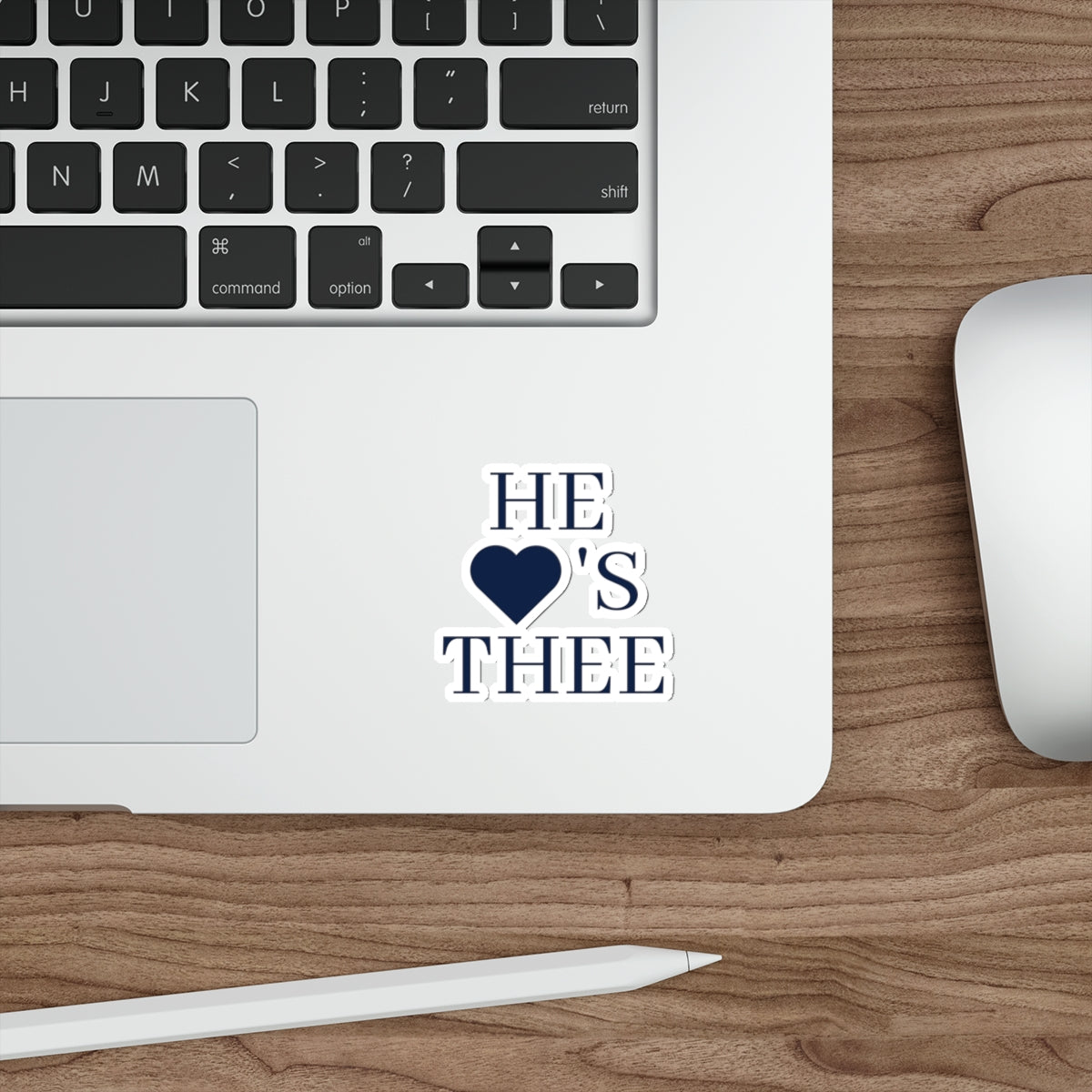 He Hearts Thee Navy Die-Cut Sticker Printify