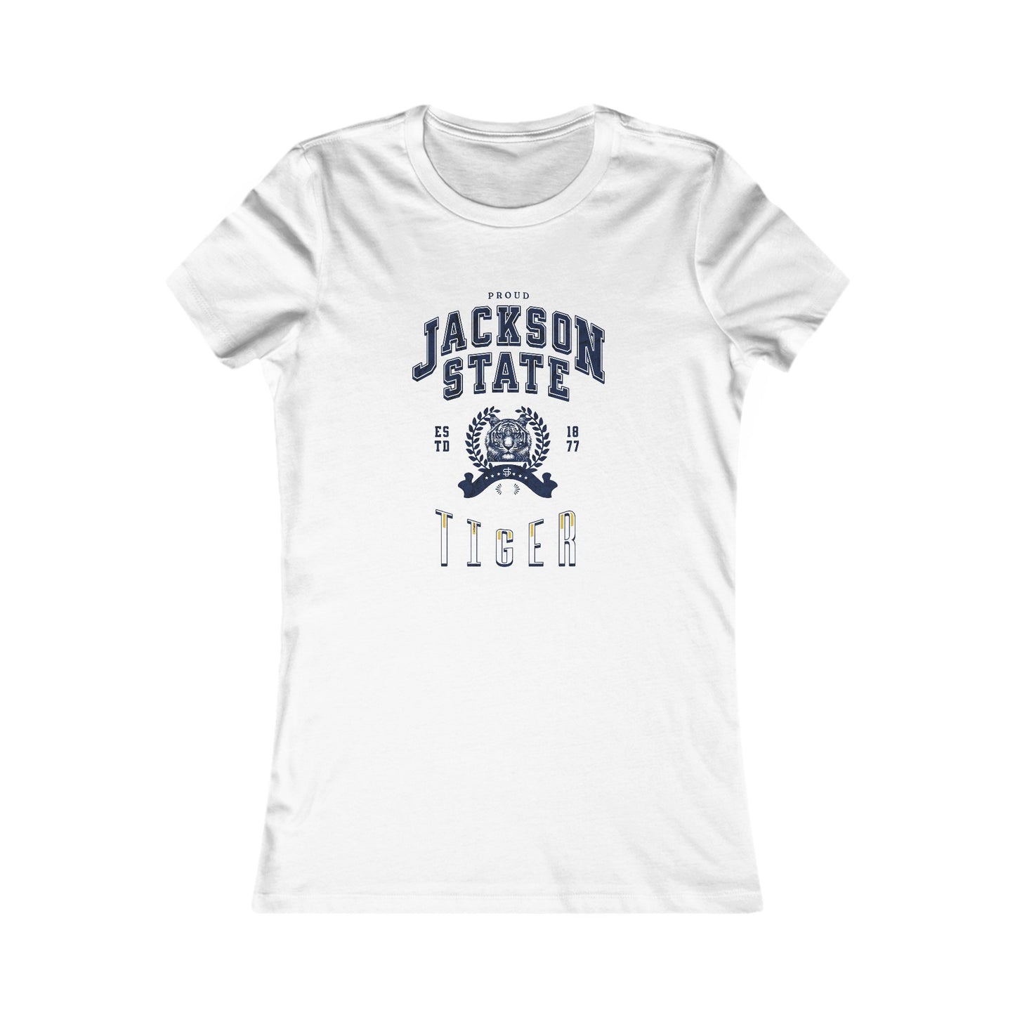 Proud Jackson State Tiger Women's Navy Favorite Tee Printify