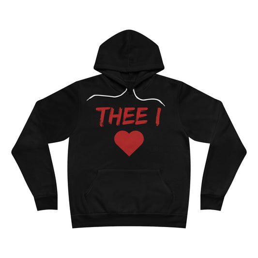 Thee I Heart Men's Block Red Fleece Pullover Hoodie Printify