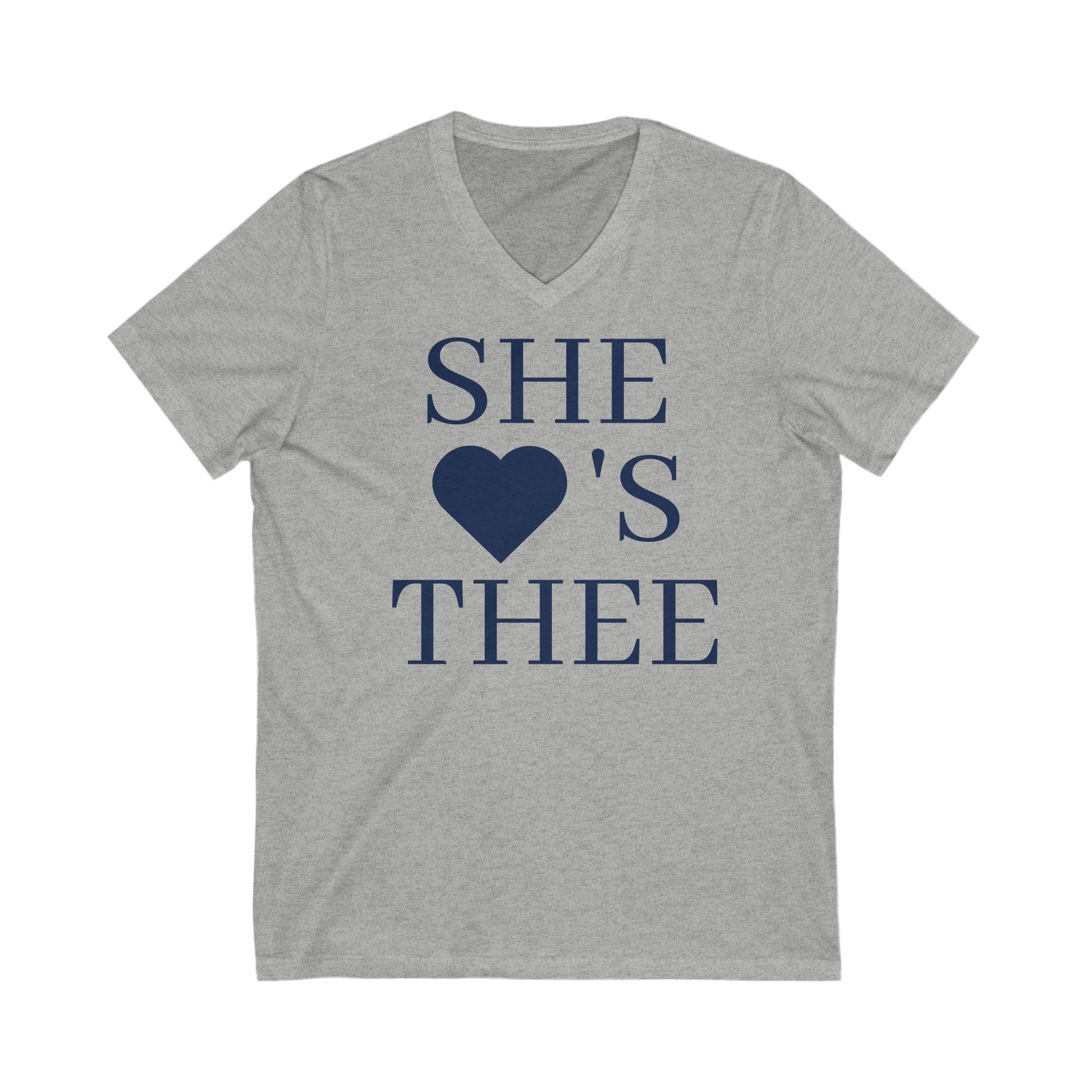 She Heart's Thee Navy Women's V-Neck Tee Printify