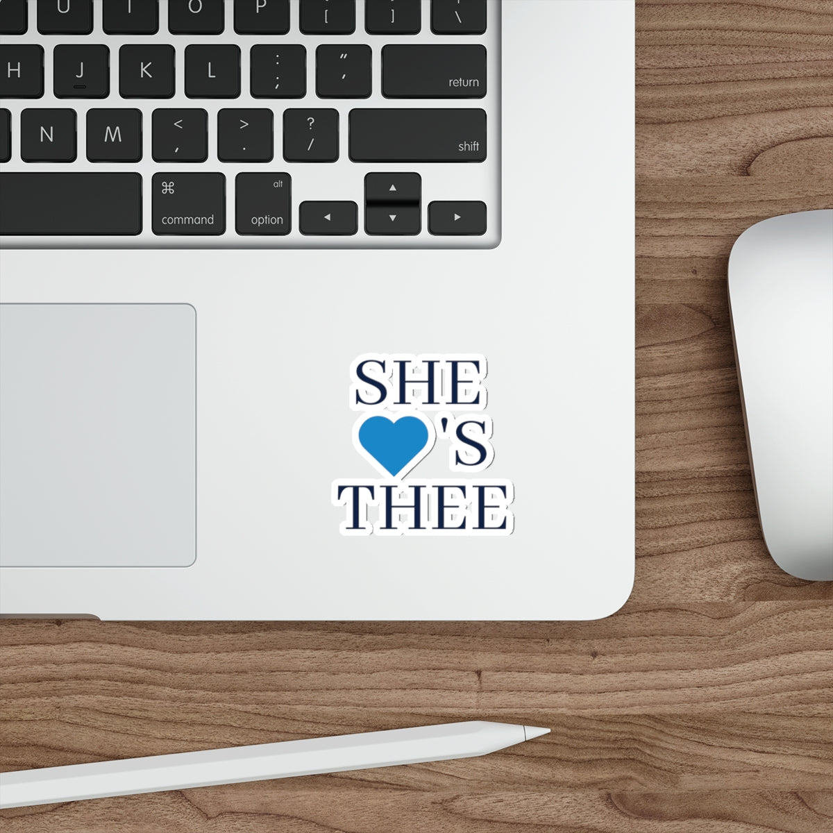 She Hearts Thee Baby Blue-Navy Die-Cut Sticker Printify