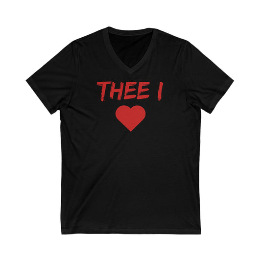 Thee I Heart Red Block Men's Jersey Short Sleeve V-Neck Tee Printify