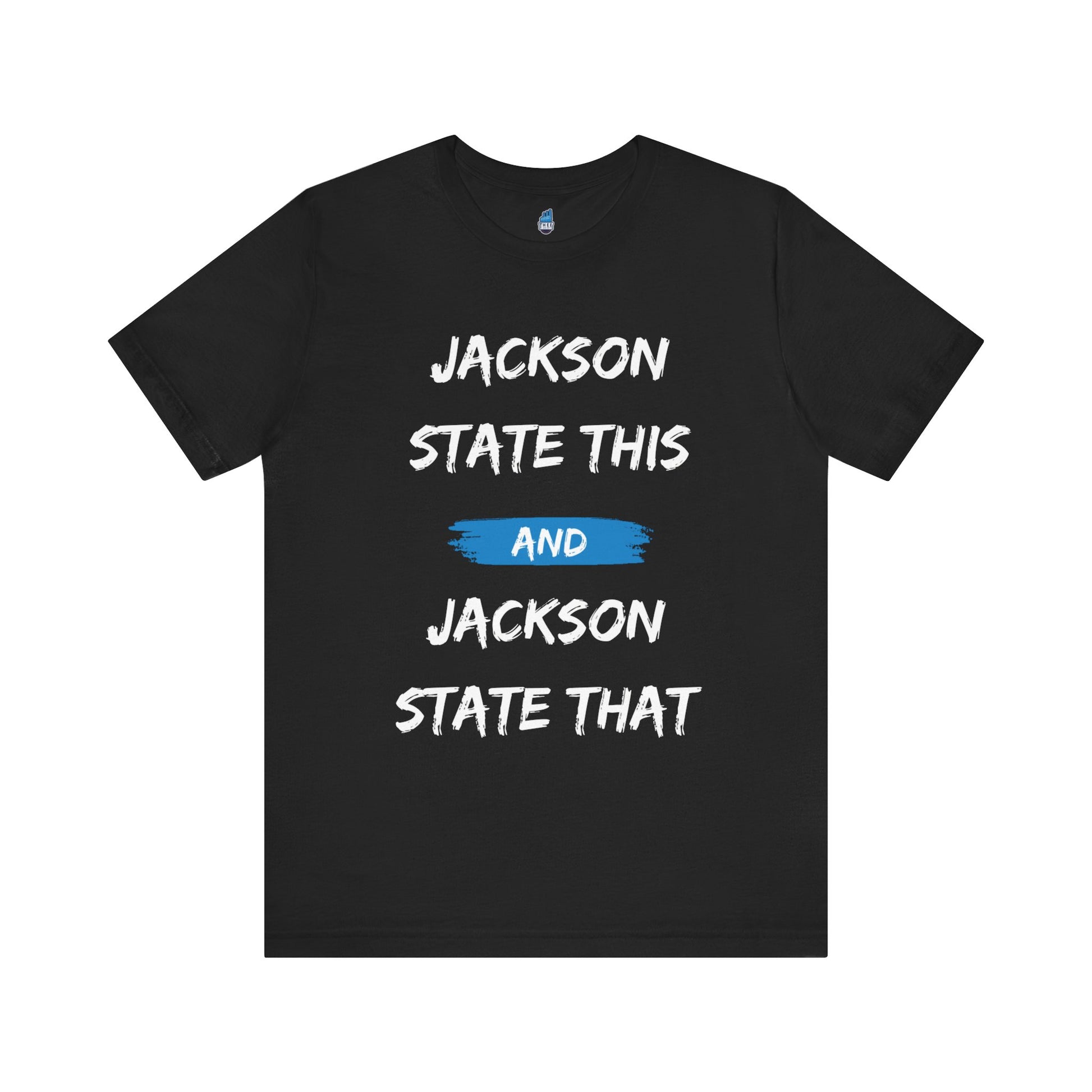 Jackson State This, Jackson State That White Baby Blue Block Men's Jersey Short Sleeve Tee Printify