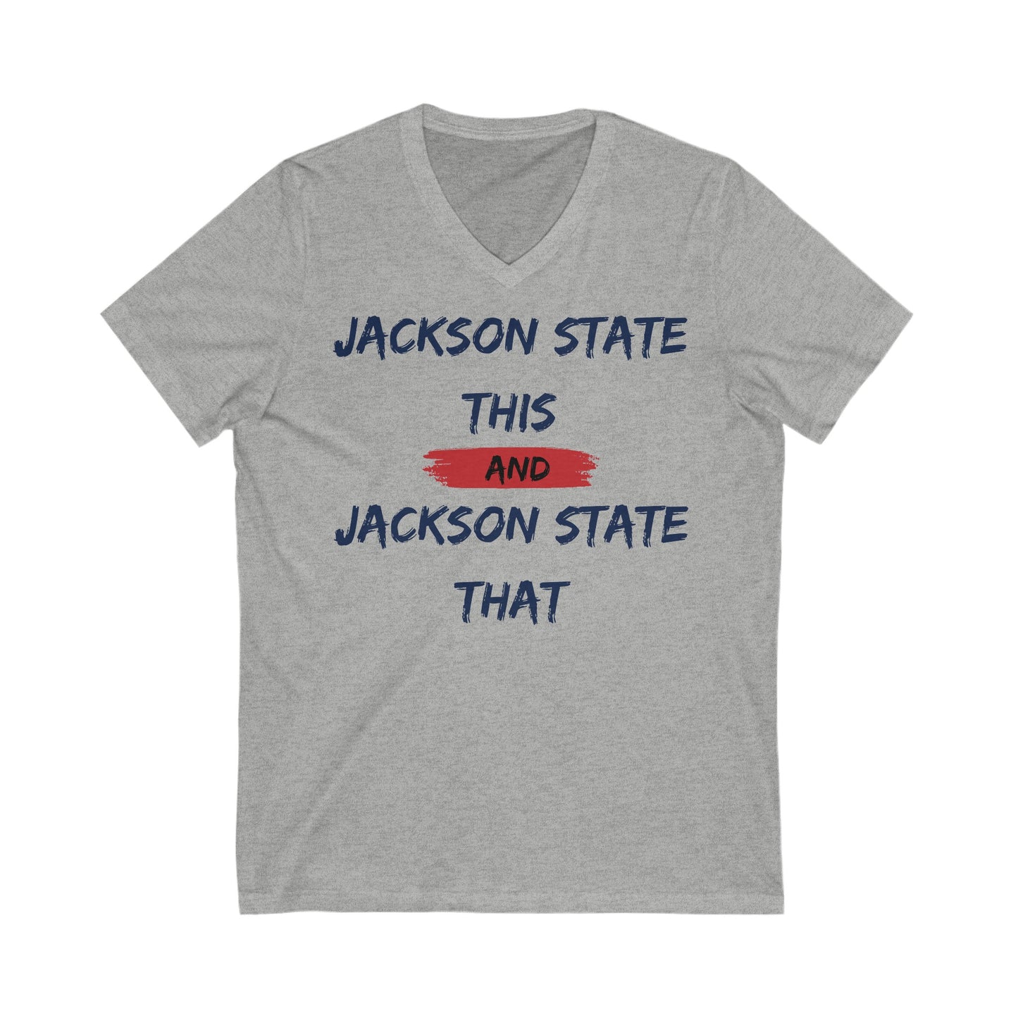 Jackson State This, Jackson State That Red Block Women's Jersey Deep V-Neck Tee Printify