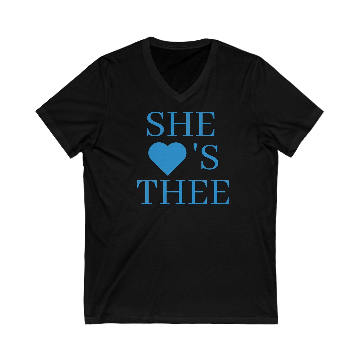 She Heart's Thee Women's Baby Blue V-Neck Tee Printify