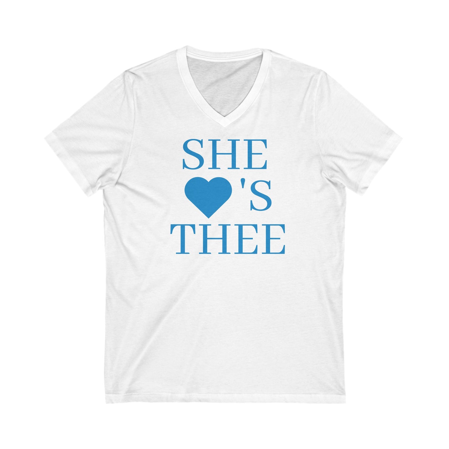 She Heart's Thee Women's Baby Blue V-Neck Tee Printify