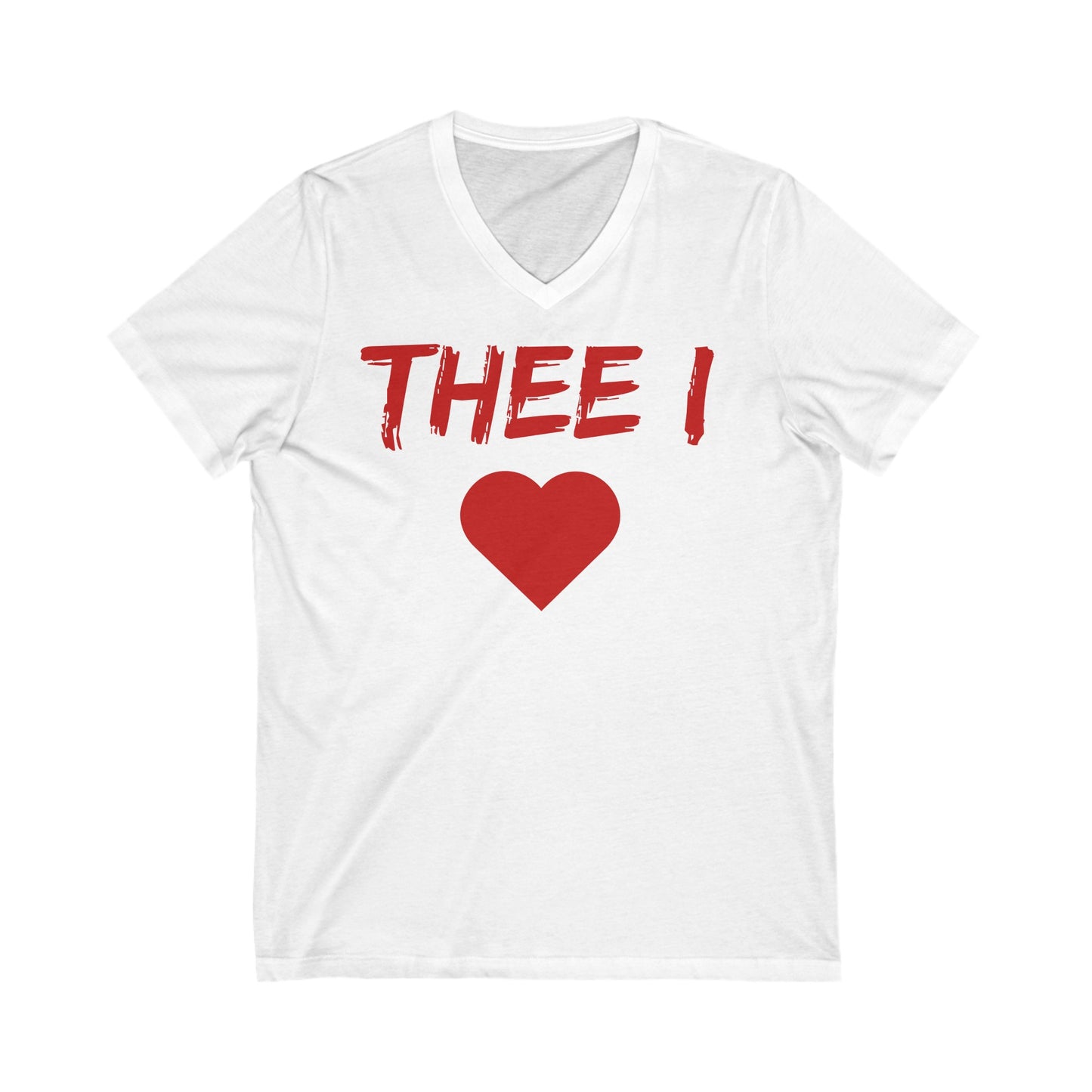 Thee I Heart Red Block Women's Jersey V-Neck Tee Printify