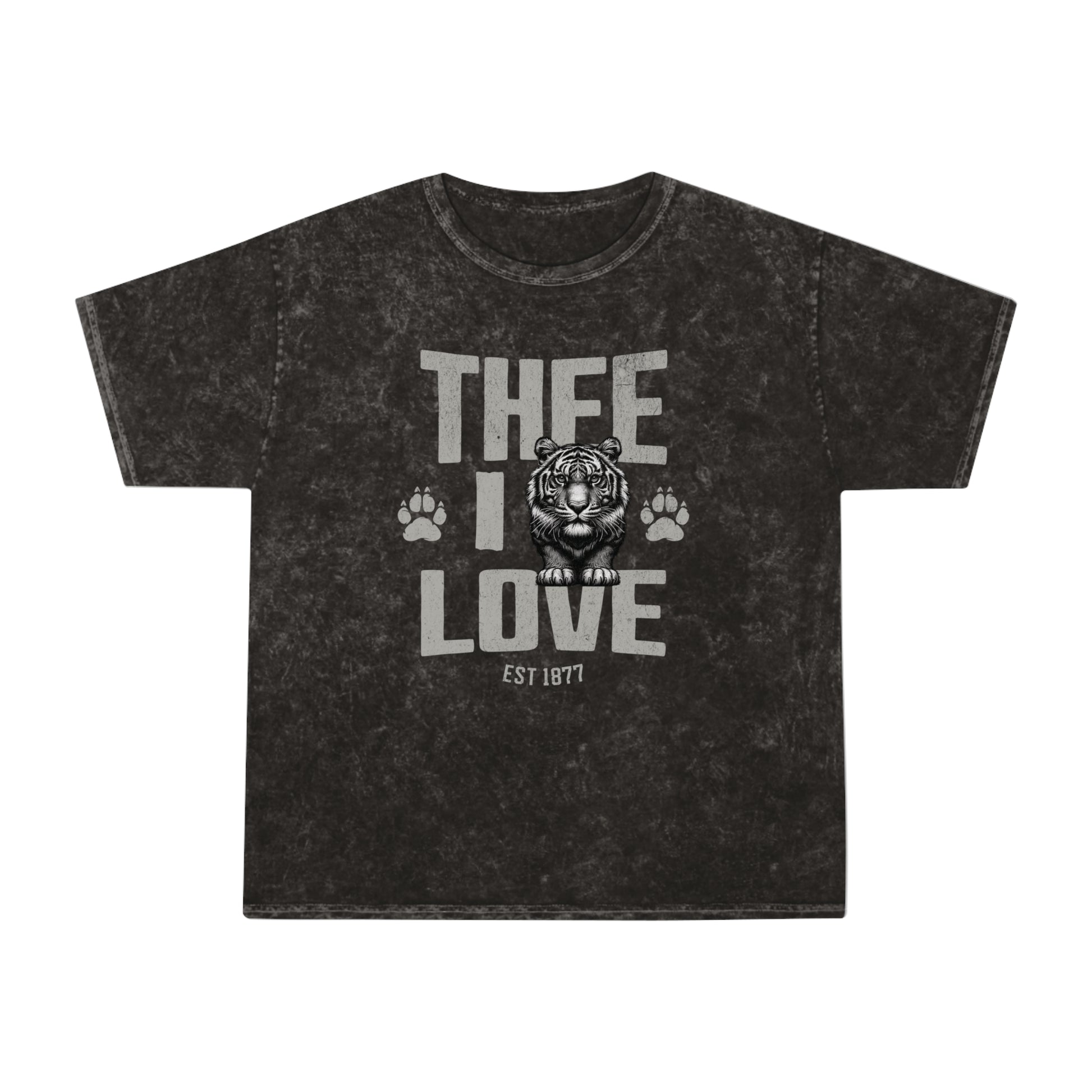 Thee I Love Tigerhead Women's Gray Mineral Vintage T-Shirt Printify