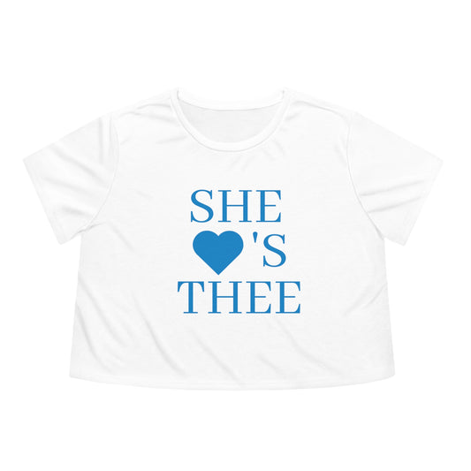 She Heart's Thee Women's Baby Blue Navy Cropped Tee Printify