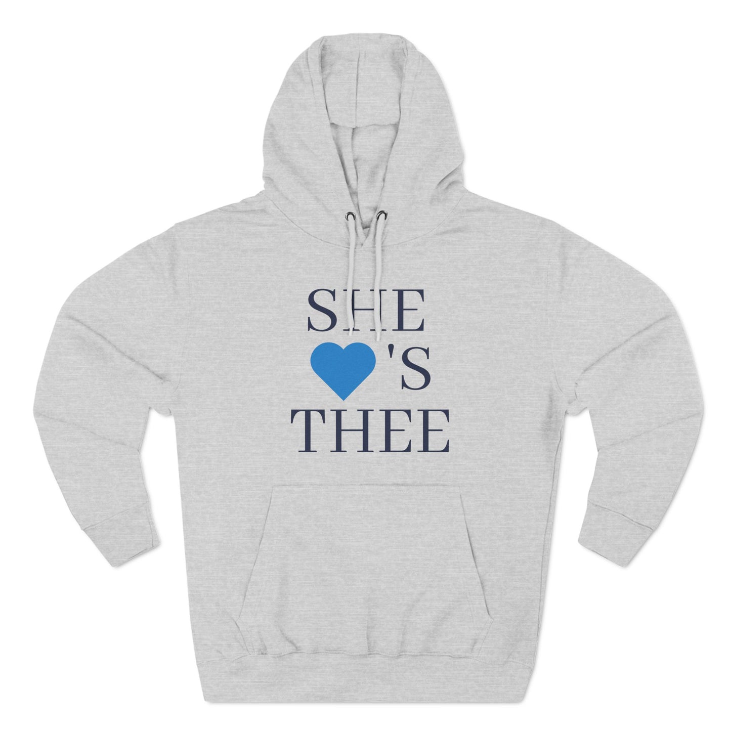 She Heart's Thee Baby Blue Navy Women's Premium Pullover Hoodie Printify