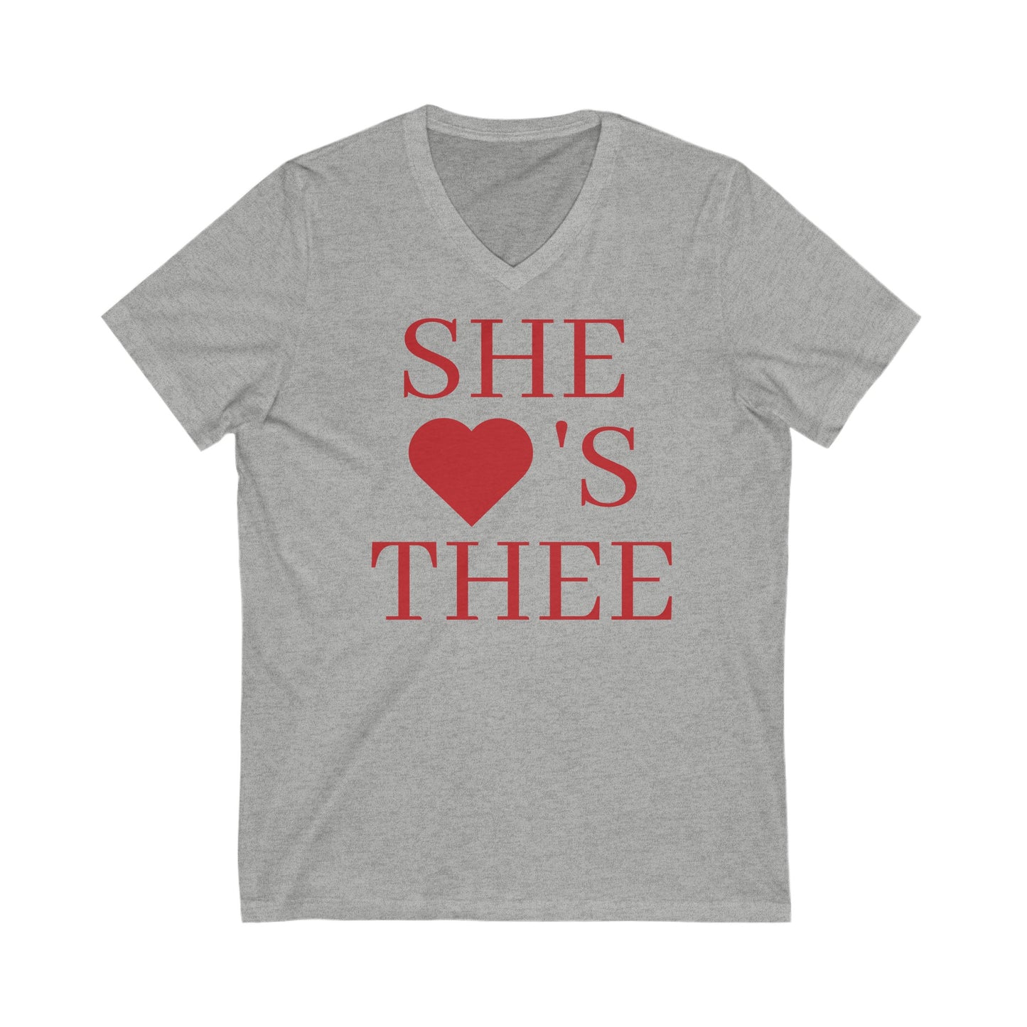 She Heart's Thee Red Women's V-Neck Tee Printify