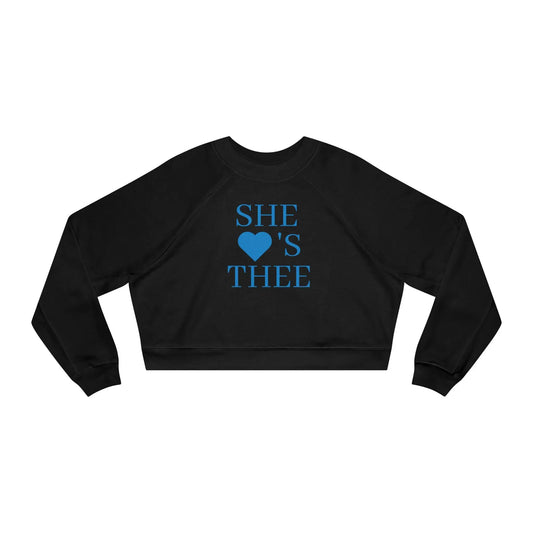 She Heart's Thee Women's Baby Blue Cropped Fleece Pullover Printify