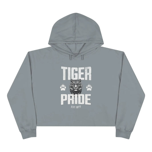 Tiger Pride Tigerhead Women's White Crop Hoodie Printify