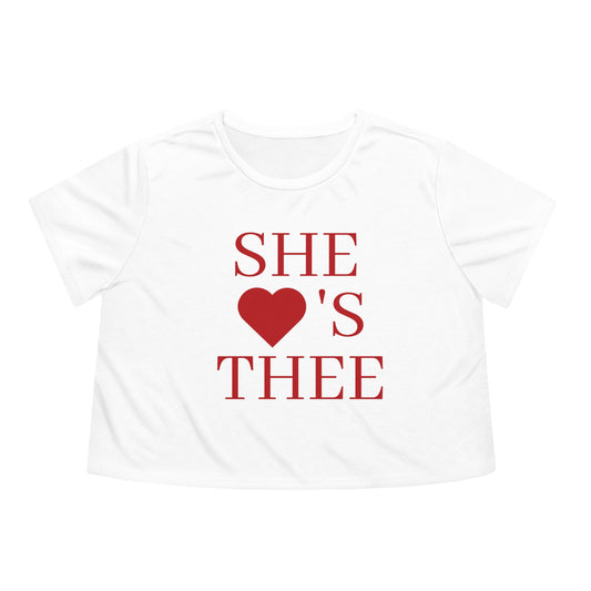 She Heart's Thee White Women's Red Cropped Tee Printify