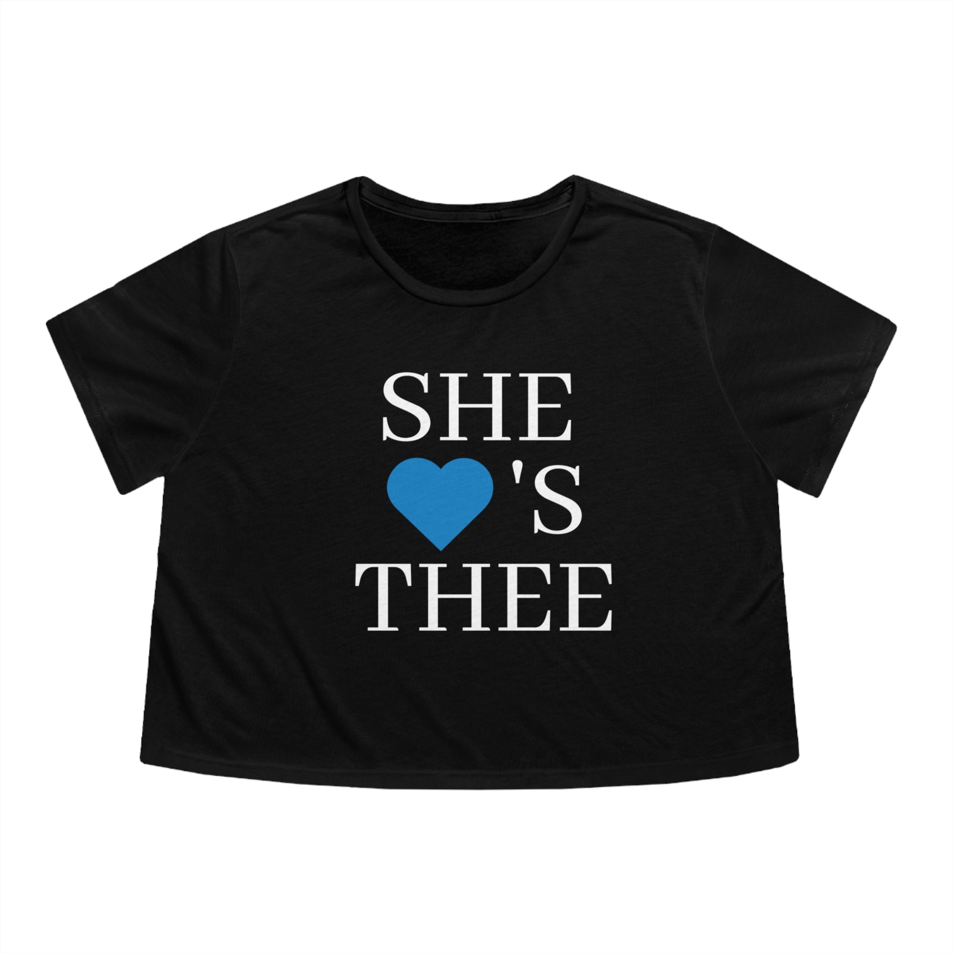 She Heart's Thee White Women's Navy Cropped Tee Printify