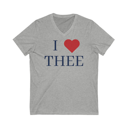 I Heart Thee Navy Women's V-Neck Tee Printify