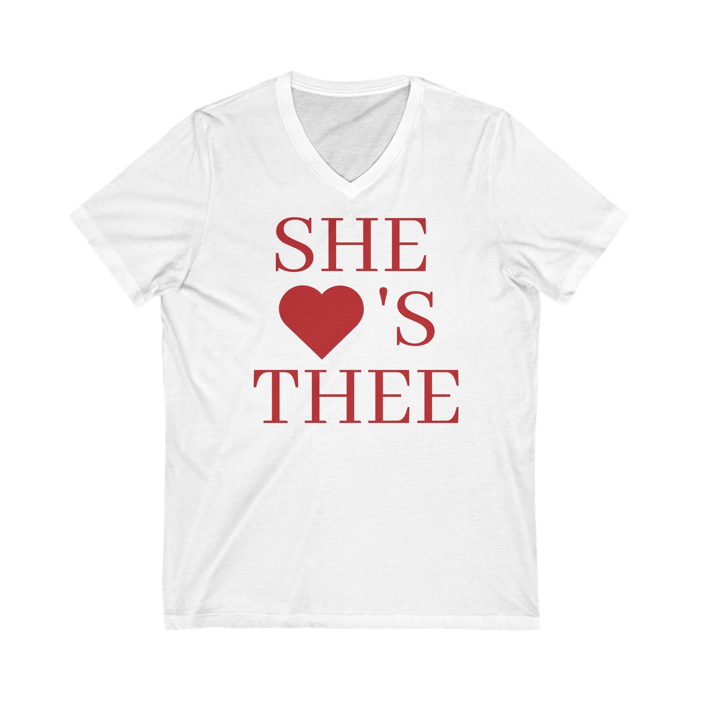 She Heart's Thee Red Women's V-Neck Tee Printify