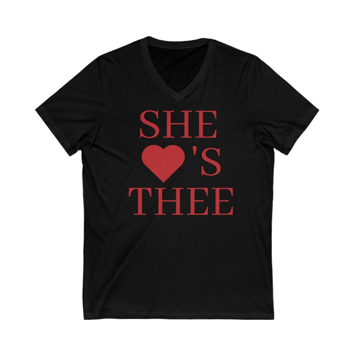 She Heart's Thee Red Women's V-Neck Tee Printify