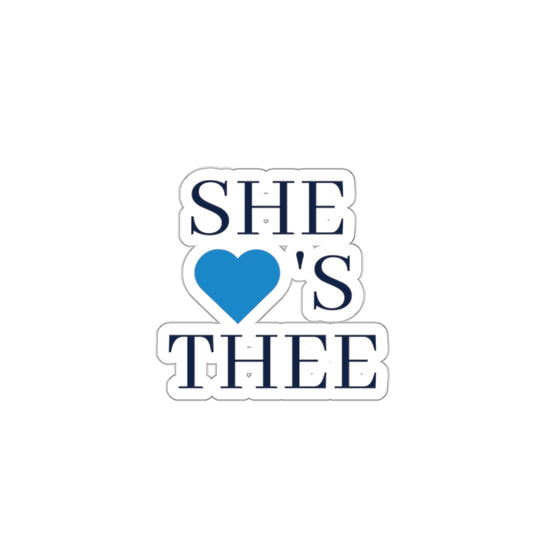 She Hearts Thee Baby Blue-Navy Die-Cut Sticker Printify