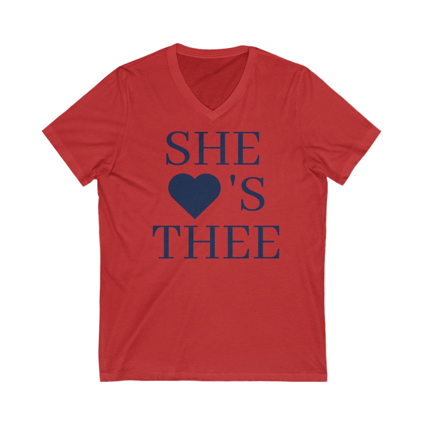 She Heart's Thee Navy Women's V-Neck Tee Printify