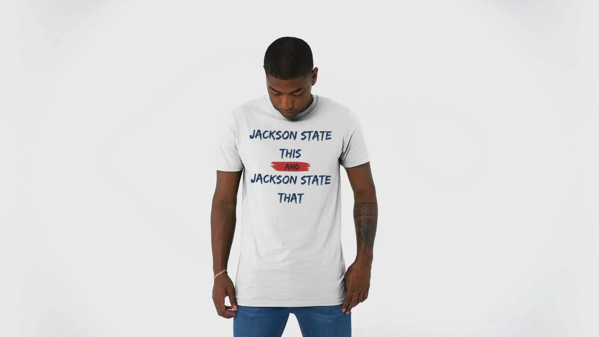 Load video: video of man wearing white jackson state this jackson state that