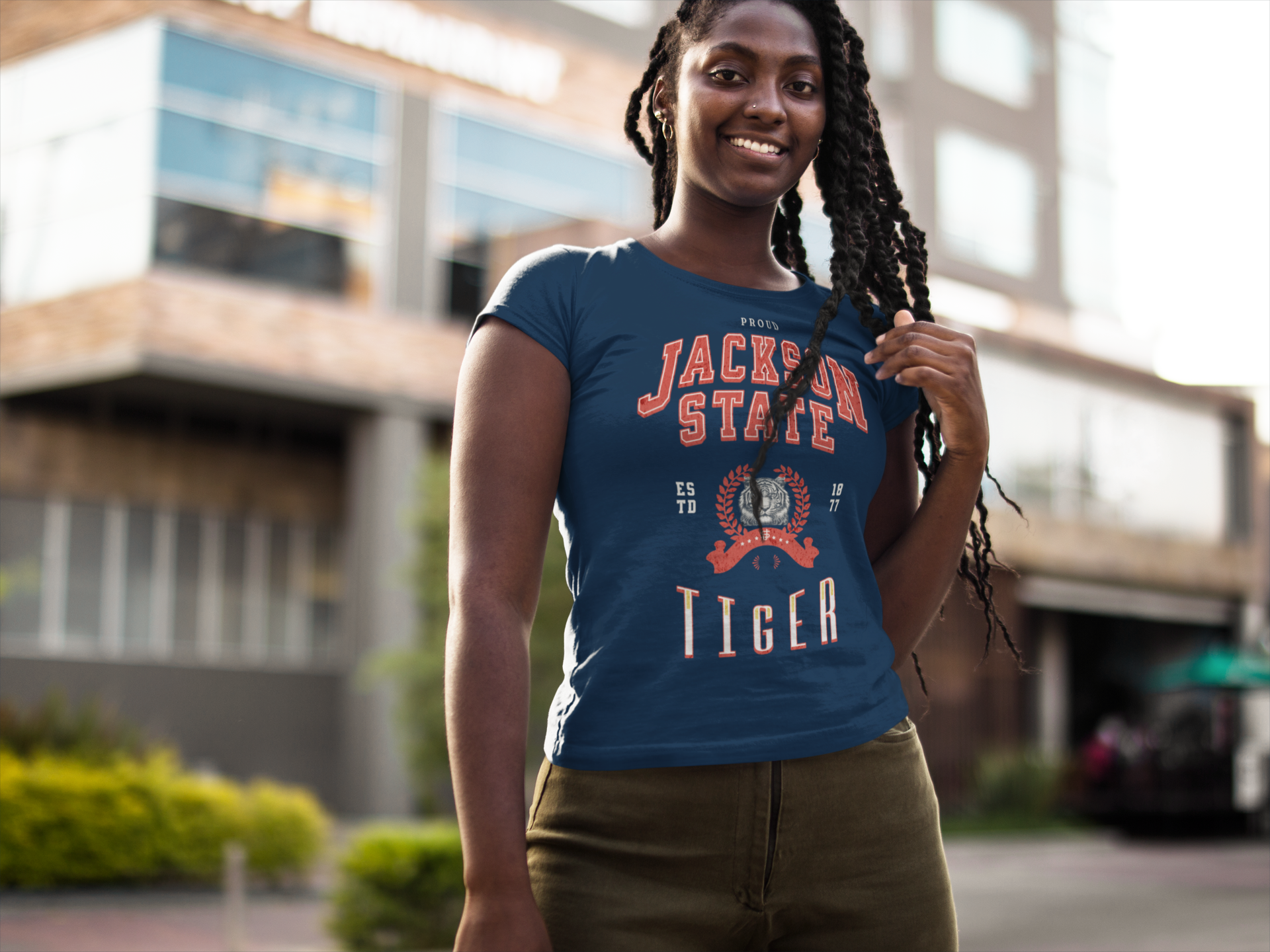 Proud Jackson State Tiger Women's Red Favorite Tee Printify